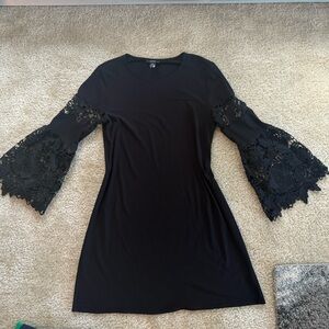 Alfani Black Dress with Lace Bell Sleeves